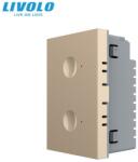 LIVOLO Modul Întrerupător Livolo, dublu tactil, control telecomanda RF, cap scara / cap cruce, standard italian, 3M, auriu (VL-FC2SR-3AP)