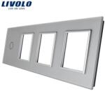 LIVOLO Ramă Livolo, Întrerupător simplu + Priză triplă, gri (VL-P701/E/E/E-8I)