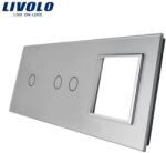 LIVOLO Ramă Livolo, Întrerupător simplu + dublu + Priză simplă, gri (VL-P701/02/E-6I)