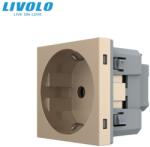 LIVOLO Modul priza Livolo, Schuko simpla, borne fara surub - quick connect, auriu (VL-FCTC16A-2APS01)