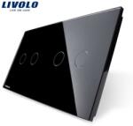 LIVOLO Panou întrerupător Livolo, dublu + dublu, negru (VL-P702/02-4B)
