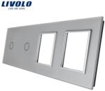 LIVOLO Ramă Livolo, Întrerupător simplu + simplu + Priză dublă, gri (VL-P701/01/E/E-8I)