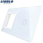 LIVOLO Ramă Livolo, Priză simplă + Întrerupător simplu, alb (VL-P7E/01-4W)