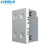 LIVOLO Modul Întrerupător Livolo, cvadruplu tactil, cap scara / cap cruce, standard italian, 3M, gri (VL-FC4S-3IP)