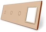 LIVOLO Panou intrerupator Livolo, 3 x simplu + priza simpla, auriu (VL-P701/01/01/E-8A)