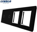 LIVOLO Ramă Livolo, Întrerupător simplu + simplu + Priză dublă, negru (VL-P701/01/E/E-8B)