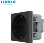 LIVOLO Modul priza Livolo, Schuko simpla, borne fara surub - quick connect, negru (VL-FCTC16A-2BPS01)