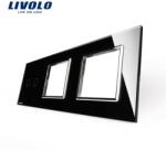 LIVOLO Ramă Livolo, Întrerupător dublu + Priză dublă, negru (VL-P702/E/E-6B)