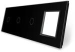 LIVOLO Panou intrerupator Livolo, 3 x simplu + priza simpla, negru (VL-P701/01/01/E-8B)
