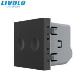 LIVOLO Modul Întrerupător Livolo, dublu tactil, cap scara / cap cruce, negru (VL-FC2S-2BP)