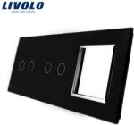 LIVOLO Ramă Livolo, Întrerupător dublu + dublu + Priză simplă, negru (VL-P702/02/E-6B)