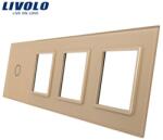 LIVOLO Ramă Livolo, Întrerupător simplu + Priză triplă, auriu (VL-P701/E/E/E-8A)