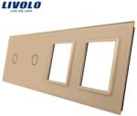 LIVOLO Ramă Livolo, Întrerupător simplu + simplu + Priză dublă, auriu (VL-P701/01/E/E-8A)
