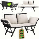 CASARIA Kerti rattan pad 176x56x81 cm - fekete (109599)
