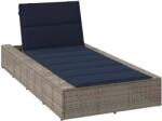 vidaXL Шезлонг с плаваща възглавница Grey Poly Rattan (4104209)