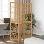 vidaXL Разделител за стая, 3 панела, кафяв, дърво пауловния масив (358861)
