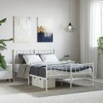 vidaXL fehér fém ágykeret fej- és lábtámlával 160x200 cm (355533)