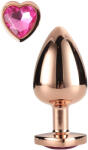 DreamToys Gleaming Love - dop anal aluminiu cu piatră inimă - roz auriu
