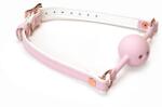  White & Pink Fairy Goat Leather Ball Gag - vibriteszt