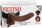 Pipedream 9" Hollow Strap-On with Balls Brown/Black - vibriteszt