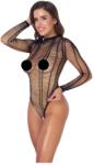 Cottelli Collection - fekete csíkos nyitott body (S-L) (26446731101) - shop