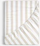 Goldea cearceaf de pat cu elastic din bumbac - dungi latte 80 x 160 cm