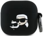 Karl Lagerfeld KLA4RUNKCHK husă din silicon neagră cu cap 3D Karl&Chaupette pentru AirPods 4