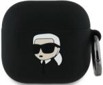 Karl Lagerfeld Husă de protecție din silicon Karl Lagerfeld KLA4RUNIKK pentru AirPods 4 cu logo 3D Karl Head, neagră (KLA4RUNIKK)