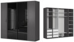 BRW Гардероб flex 261 / 66 / 240 см графит / черен лакобел 3 в 1 (f57-szafa_zestaw_138-gf/gf/cap)