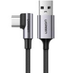 UGREEN Cablu Date si Incarcare USB-A - USB-C UGREEN US284 Angled, 18W, 2m, Gri (6957303859429)
