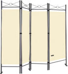 Casaria® 4 paneles paraván Lucca - krém (100610)