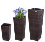 CASARIA 3 darabos polyrattan virágcserép szett - barna (106645)