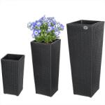 CASARIA 3 darabos polyrattan virágcserép szett - fekete (106644)