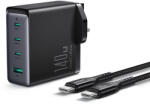 JOYROOM Travel Charger GaN hálózati gyorstöltő (UK) C+C+C+U, 140W, Type-C - Type-C kábellel, PD 240W (JR-TCG05UK-BLK)