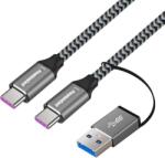 PremiumCord USB-C kábel ( USB 3.2 GEN 2, 5A, 100W, 20Gbit/s ) pamutfonat, 2m (ku31cq2)