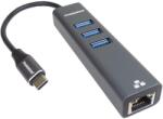 PremiumCord adapter USB-C Gigabit 3x USB 3.0-ra (ku31ether04)