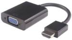 PremiumCord HDMI-VGA átalakító 3, 5 mm-es sztereó csatlakozóval - fekete színben (khcon-19)