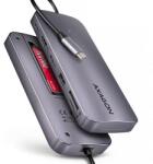 AXAGON HMC-6GM2 Több portos USB-C 10Gbps hub. NVMe/SATA M. 2, HDMI, kártyaolvasó és Power Delivery. USB-C kábel 20 cm (HMC-6GM2)