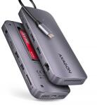 AXAGON HMC-12GM2, USB 10Gbps hub, 3x USB-A, USB-C, HDMI, DP, RJ-45 GLAN, M. 2, SD/mSD, audio, PD 100W, USB-C kábel 50cm (HMC-12GM2)