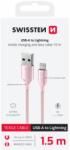 SWISSTEN Adatkábel Textile Ii Usb / Lightning 1, 5 M Rózsaszínű (71523311)