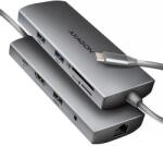AXAGON HMC-8HLSA, USB 5Gbps hub, 3x USB-A, HDMI 4k/60Hz, RJ-45 GLAN, SD/microSD, audio, PD 100W, USB-C kábel 20cm (HMC-8HLSA)