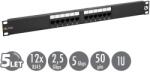 SOLARIX 19" Solarix patch panel 12 x RJ45 CAT5E UTP 150 MHz fekete 1U SX12-5E-UTP-BK (24000120)