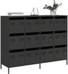 vidaXL fekete hidegen hengerelt acél tálalószekrény 135x39x103, 5 cm (3307173)