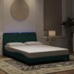 vidaXL sötétzöld bársony ágykeret LED-világítással 140 x 190 cm (3213852) - vidaxl