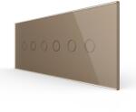 LIVOLO Intrerupator Dublu + Dublu + Dublu cu Touch LIVOLO cu Rama Din Sticla, Standard Italian, 6M - culoare auriu