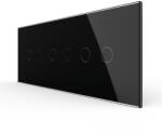 LIVOLO Intrerupator Dublu + Dublu + Dublu cu Touch LIVOLO cu Rama Din Sticla, Standard Italian, 6M - culoare negru