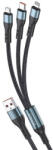 Jokade Ja024 Changfu 3 In 1 Usb Type-c / Lightning / Micro Usb Kábel 3a 1.2 Méter Fekete