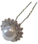 Hair Power gyöngyház nagy virág hajtű strasszkövekkel, 1 db