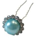 Hair Power kék gyöngy hajtű strasszkövekkel, 1 db