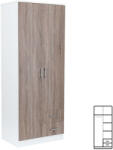 Leziter Miami Gardróbszekrény - Yorki Tölgy/Fehér - 80x205 cm (LMGSZ80YTF) - pepita - 78 189 Ft